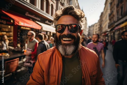 Portrait of a happy man  generative AI