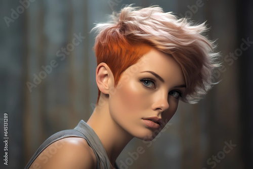 Pixie Cut - Tracing its roots back to the 1950s, a short and low-maintenance style that exudes confidence and boldness, often associated with iconic figures like Audrey Hepburn (Generative AI) photo