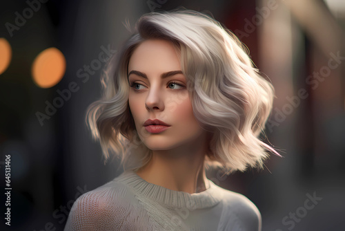 Wavy Lob - A trendy and contemporary hairstyle that combines the length of a long bob (lob) with loose and relaxed waves, striking a balance between sophistication and effortless style (Generative AI)