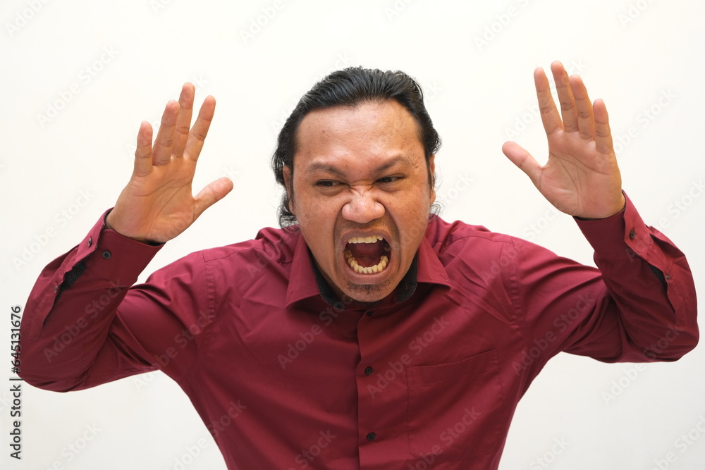 angry expression of asian man isolated white background angry expression of asian man isolated white background