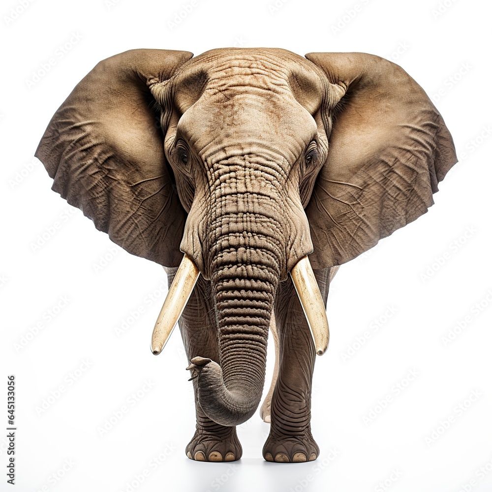 Obraz premium Big elephant in white background AI generated image