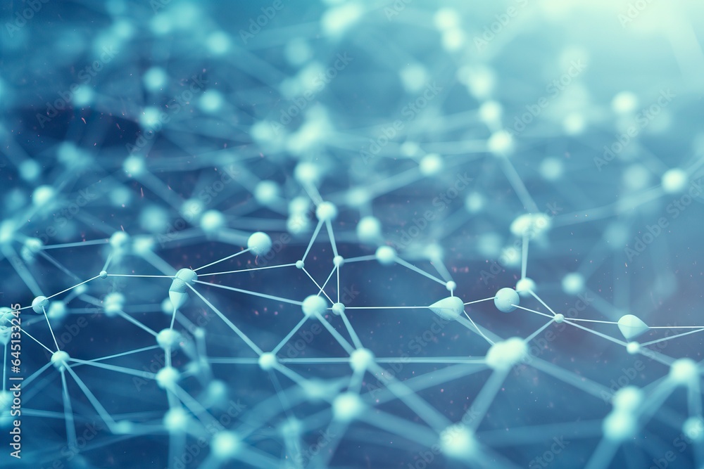 Obraz premium technological background, networks connected between nodes, cables link artificial neural structures.