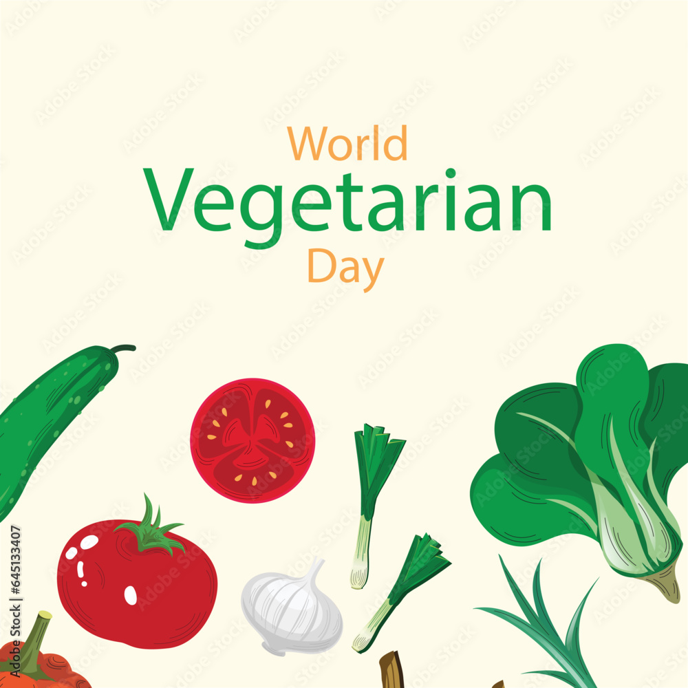 Free vector flat illustration for world vegetarian day, vegan day, and food day Free vector flat illustration for world vegetarian day, vegan day, and food day