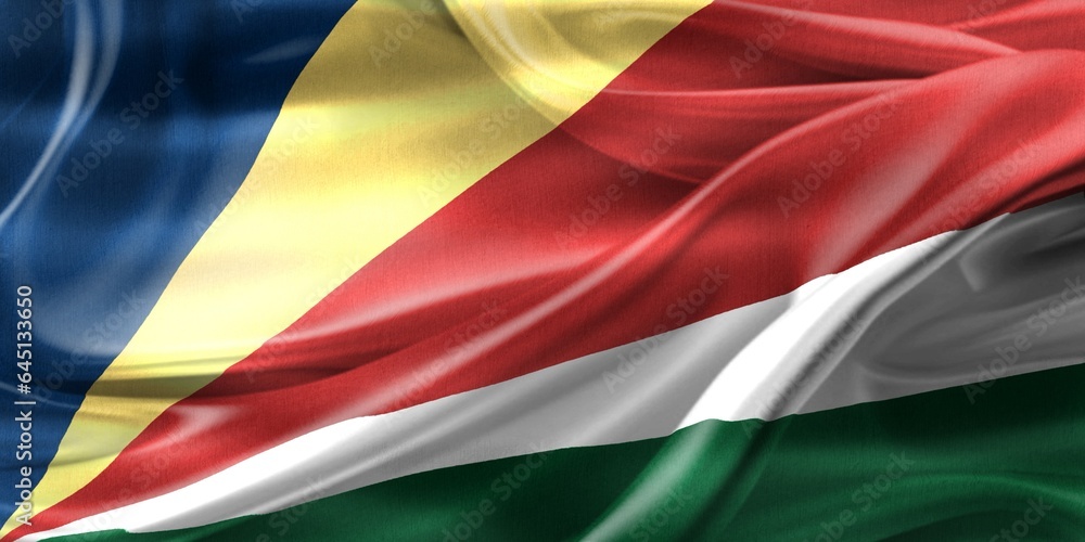 3D-Illustration of a Seychelles flag - realistic waving fabric flag 3D-Illustration of a Seychelles flag - realistic waving fabric flag