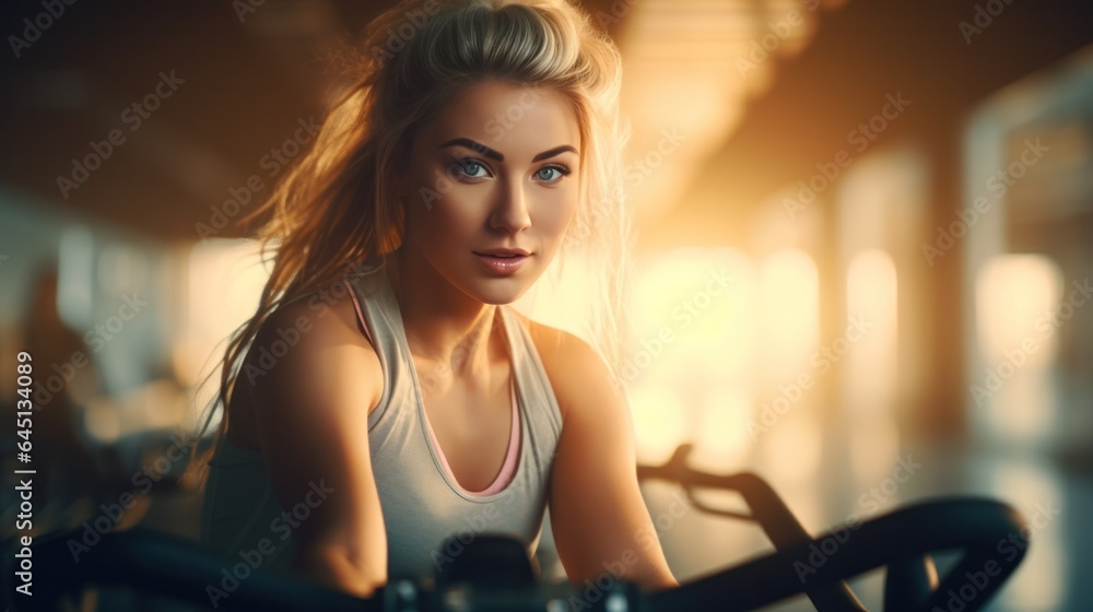 Young blonde woman wearing sportswear at the gym.
