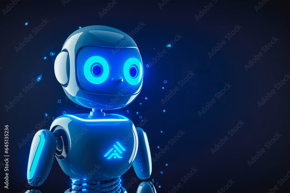 Illustration of digital chat bot robot on a blue background Illustration of digital chat bot robot on a blue background