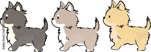 手書き風のシンプルなかわいいチワワのイラスト　横向き