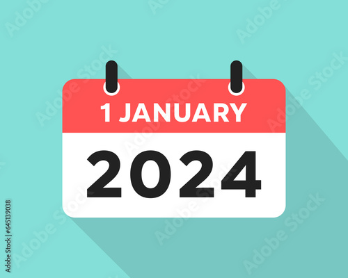 Vector illustration Happy new year 1 january 2024 celebration