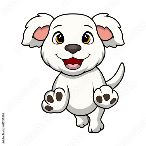 Cute little dog cartoon jumping