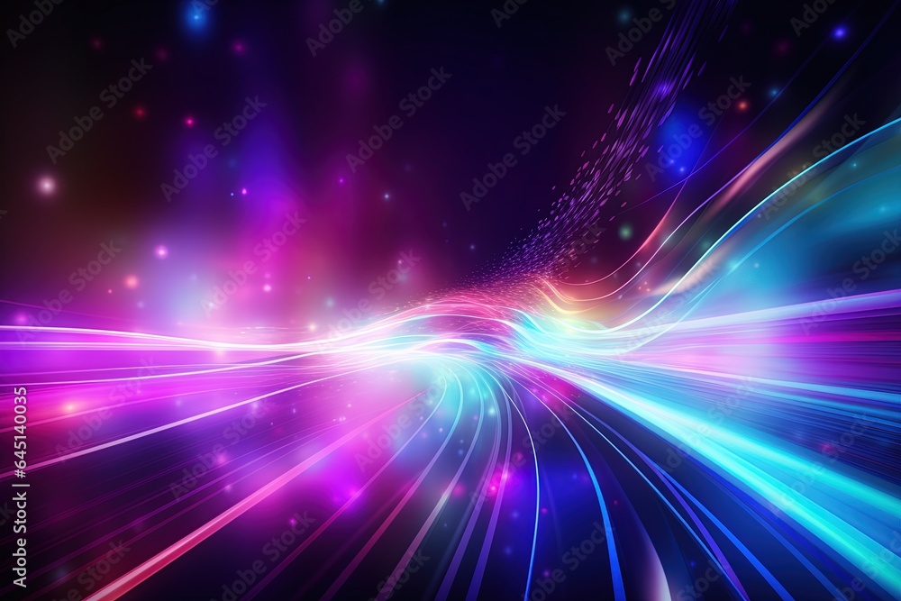 abstract futuristic background with pink blue glowing neon moving high speed wave lines and bokeh lights. Data transfer concept Fantastic wallpaper