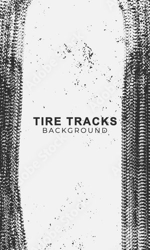 Grunge style tire tracks background. Vector illustration