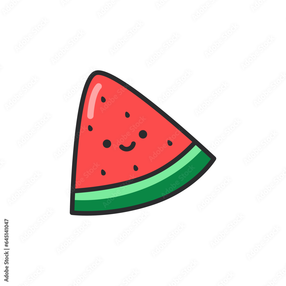 Watermelon slice icon in flat style. Vector illustration on white isolated background. Watermelon slice icon in flat style. Vector illustration on white isolated background.
