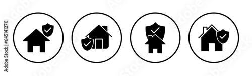 Home insurance icon vector. home shield protect logo