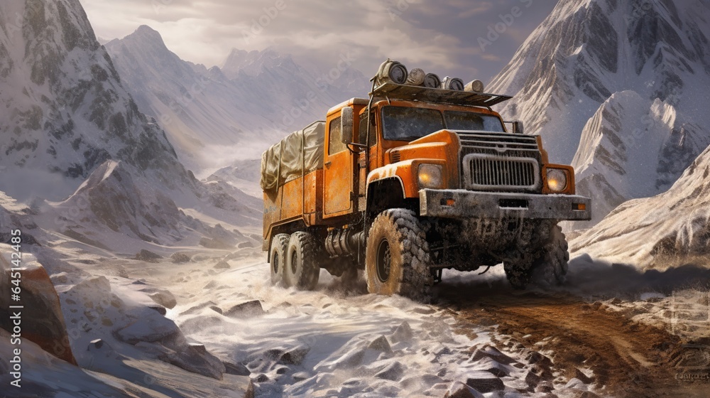 panoramic landscape photograph of a rugged off road truck panoramic landscape photograph of a rugged off road truck