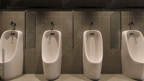 Public toilet urinal background, 3d rendering photo