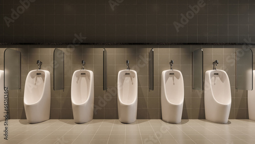 Public toilet urinal background, 3d rendering photo