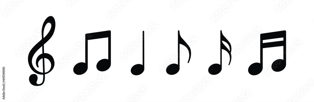Music notes icon set, Musical melody, Music notes sign and symbol, vector illustration. Music notes icon set, Musical melody, Music notes sign and symbol, vector illustration.