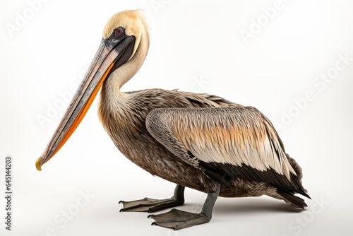 Brown Pelican Pelecanus occidentalis, blank for design. Bird close-up. Background with place for text