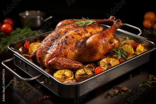 Fotografiet Christmas food, baked turkey