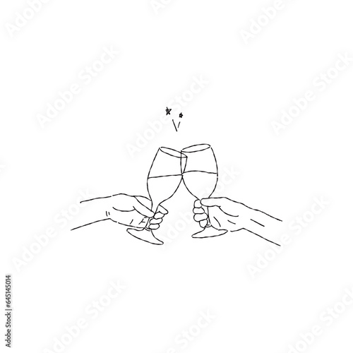 グラスを持って乾杯する人々の手のベクター素材