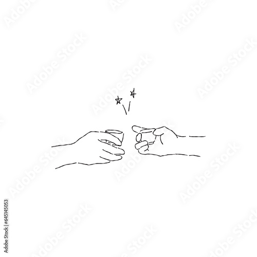 グラスを持って乾杯する人々の手のベクター素材
