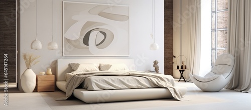 Modern white bedroom interior. © Vusal
