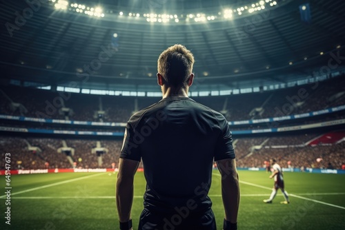 Back view of male player in a stadium at world cup © Creative Clicks