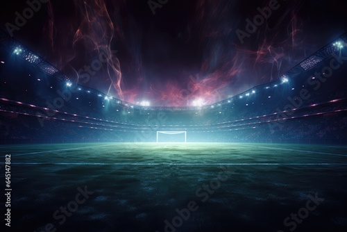Soccer field and pitch with neon lights