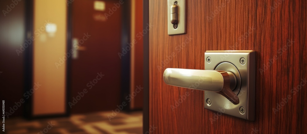 Obraz premium Hotel room door locking system.