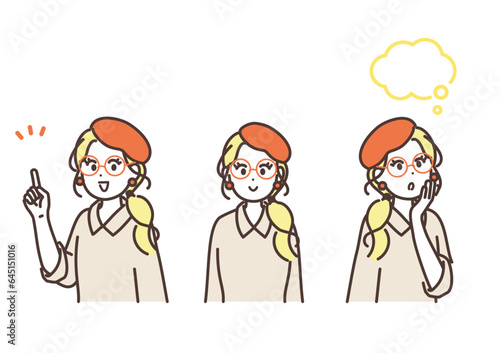 クリエイティブなビジネス女性のイラストセット
