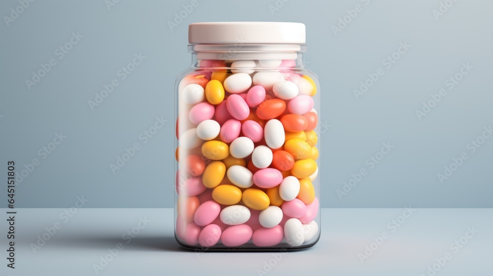 Advertising photo plastic jar with pills mockup isolated color background Advertising photo plastic jar with pills mockup isolated color background