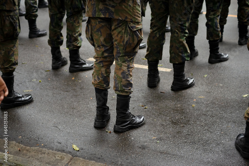  Bottom view of army soldiers during Brazilian independence parade in Salvador city, Bahia.