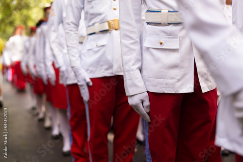 Military school students are seen marching during Brazilian independence celebrations in the city of Salvador, Bahia.