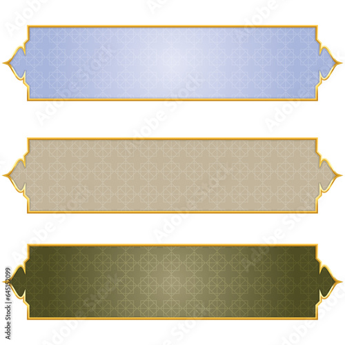 Set of decorative luxury golden arabic islamic banner title frame transparent background gold text box clipart