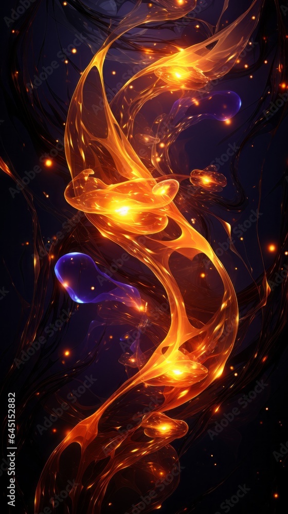 Abstract purple and gold illustration of biomatter. Generative AI. Abstract purple and gold illustration of biomatter. Generative AI.