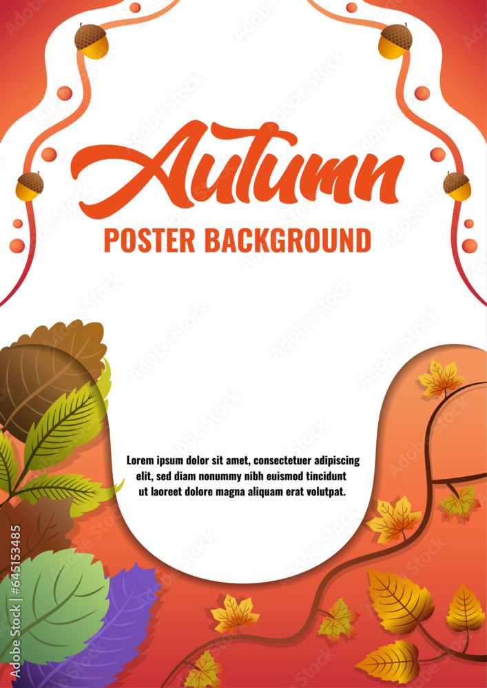 Fototapeta premium Poster Template Vector Leaves for Autumn Seasons V5