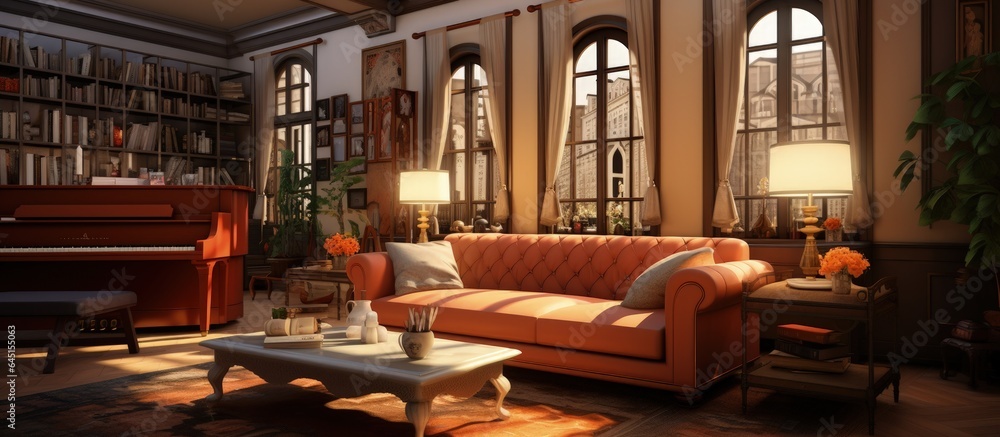 representation of a living room's interior. representation of a living room's interior.