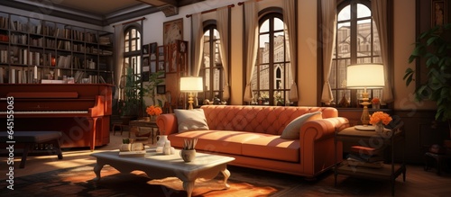 representation of a living room's interior.