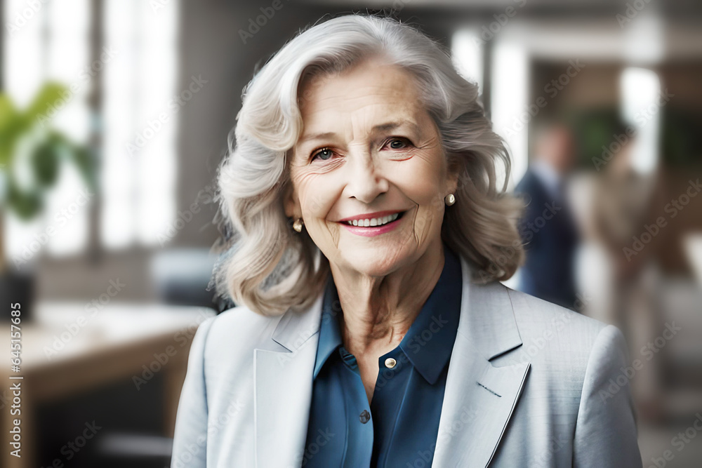 portrait of a senior lady on abstract business or city background portrait of a senior lady on abstract business or city background