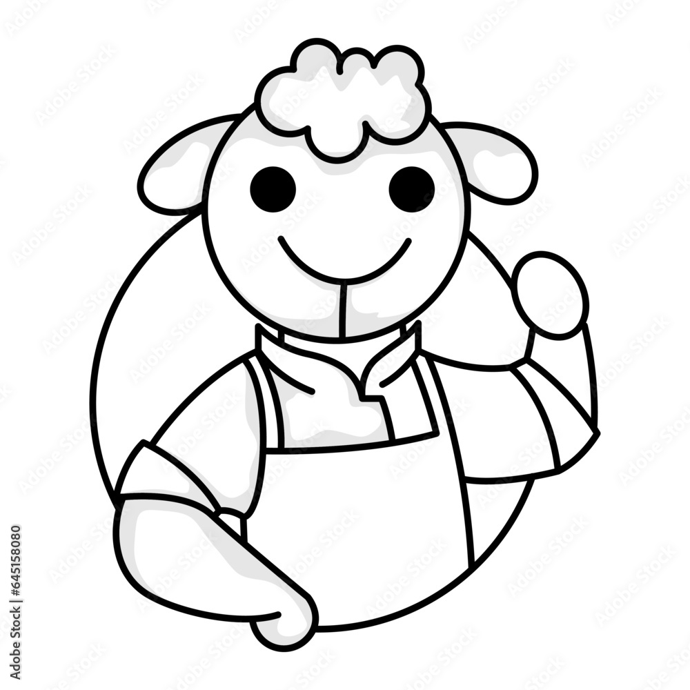 black and white style sheep character logo black and white style sheep character logo