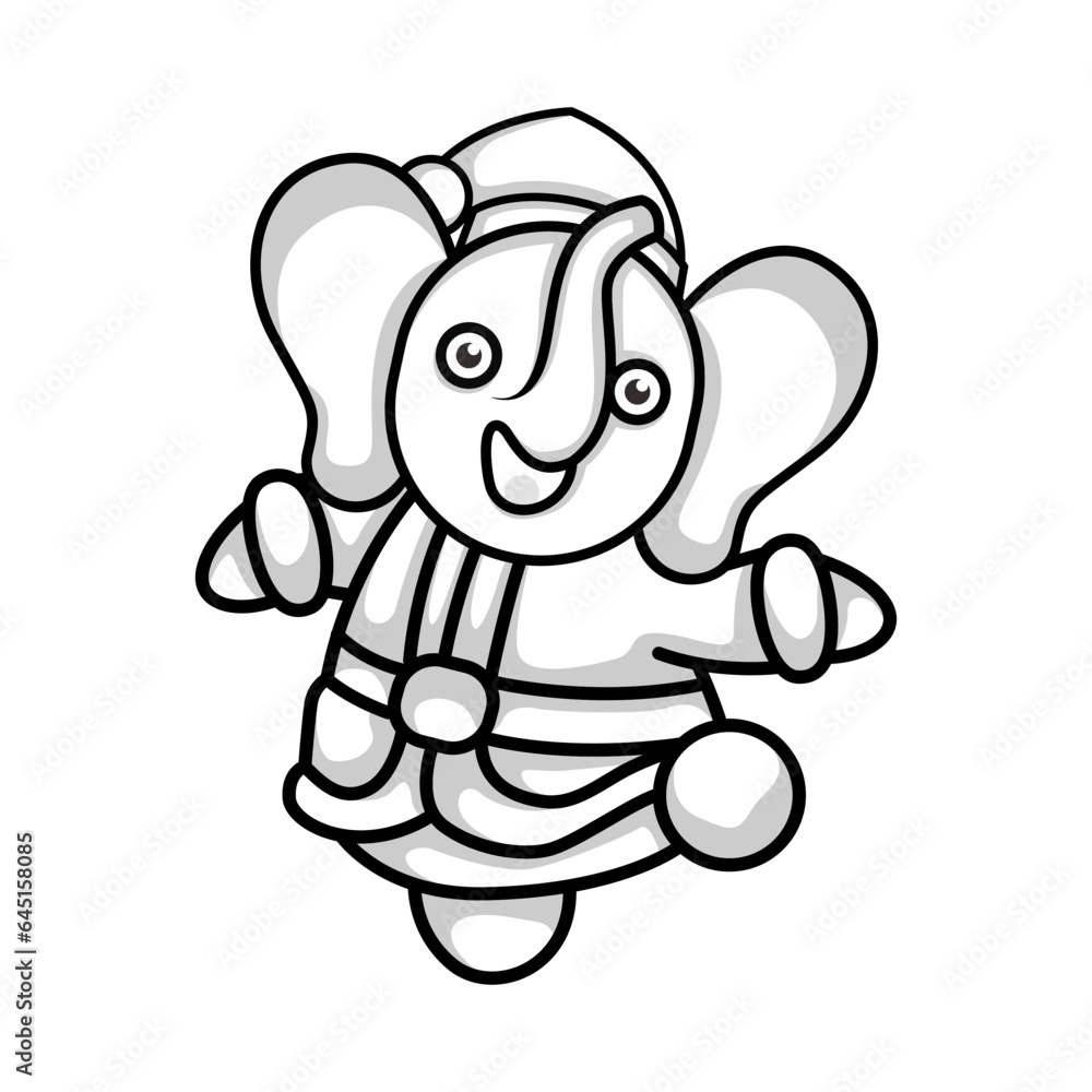 black and white style elephant character logo black and white style elephant character logo