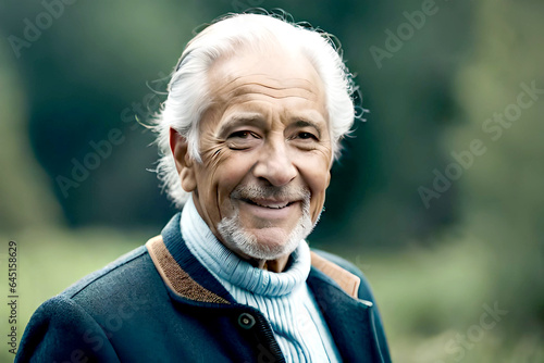 outdoor portrait of a senior man on natural background
