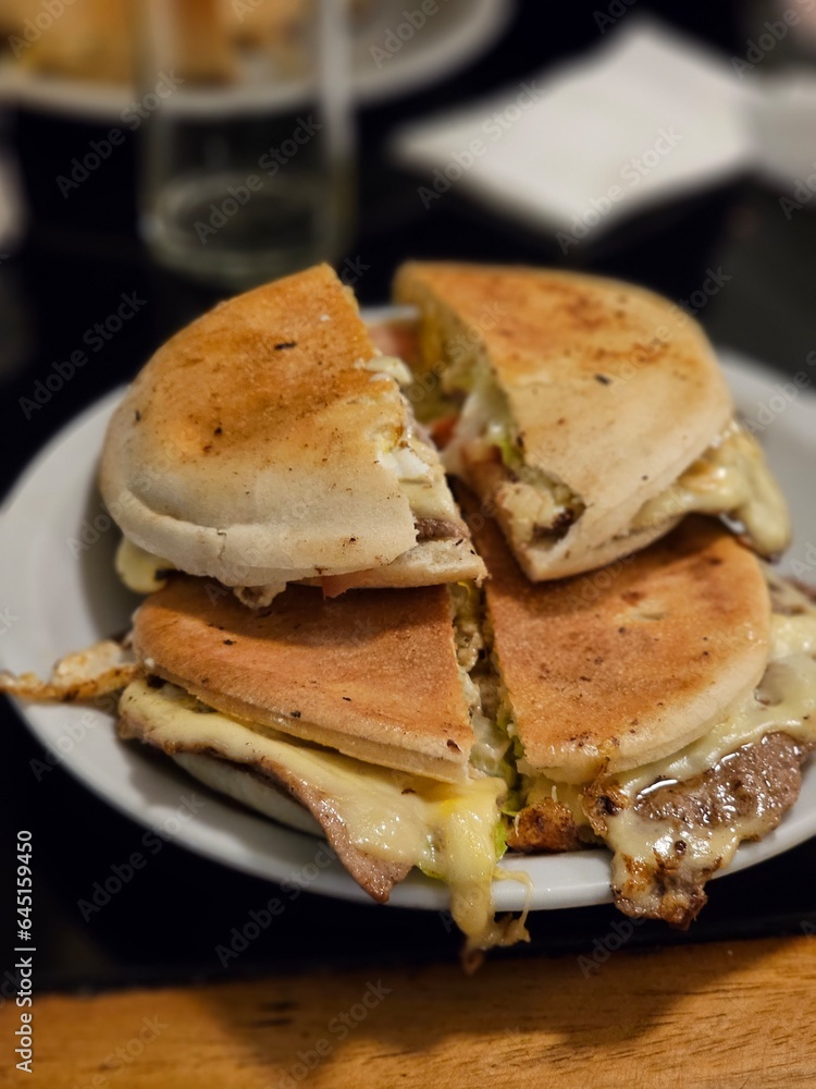 sandwich with ham and cheese lomito sandwich with ham and cheese lomito