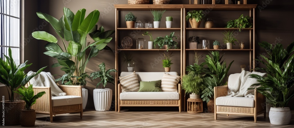 Idea for a tasteful home design with attractive indoor plants.