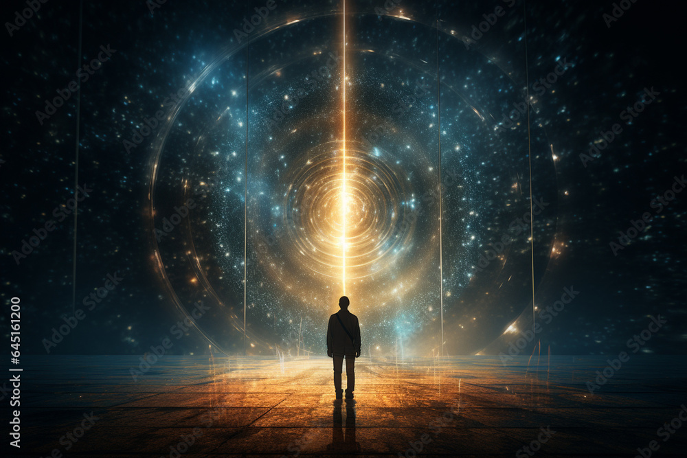 Man in dark space with light rays coming from behind. 3D rendering Man in dark space with light rays coming from behind. 3D rendering