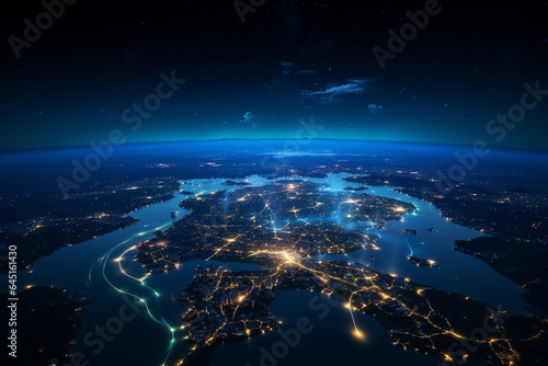 Night view of planet Earth from space. Elements of this image furnished by NASA