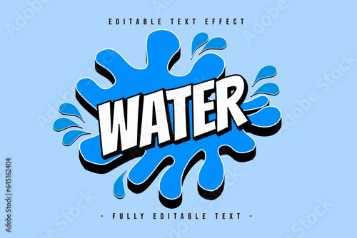 Water editable text effect 3d cartoon style