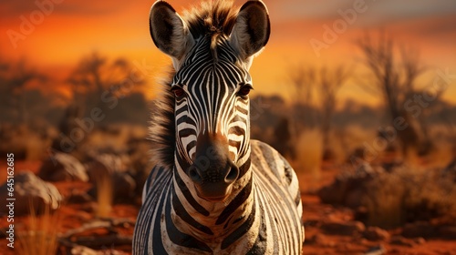 Zebra at sunset Generative AI