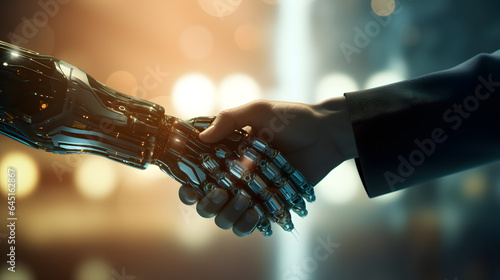 Händeschütteln Roboter Mensch Generative AI © Ramon