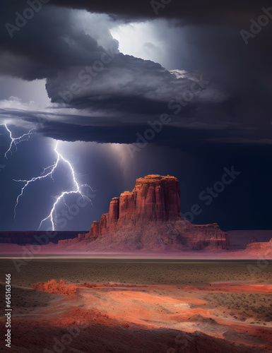 Striking Desert Thunderstorm  Nature s Fury in Ultra High-Resolution Photography